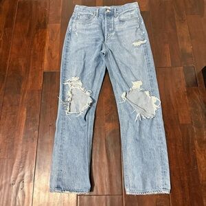 Agolde 90s Distressed Mid Rise Straight Jeans Women’s Size 27 Button Fly